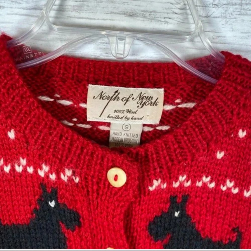 VINTAGE Wool Cardigan Sweater with Scotties - Picture 3 of 7